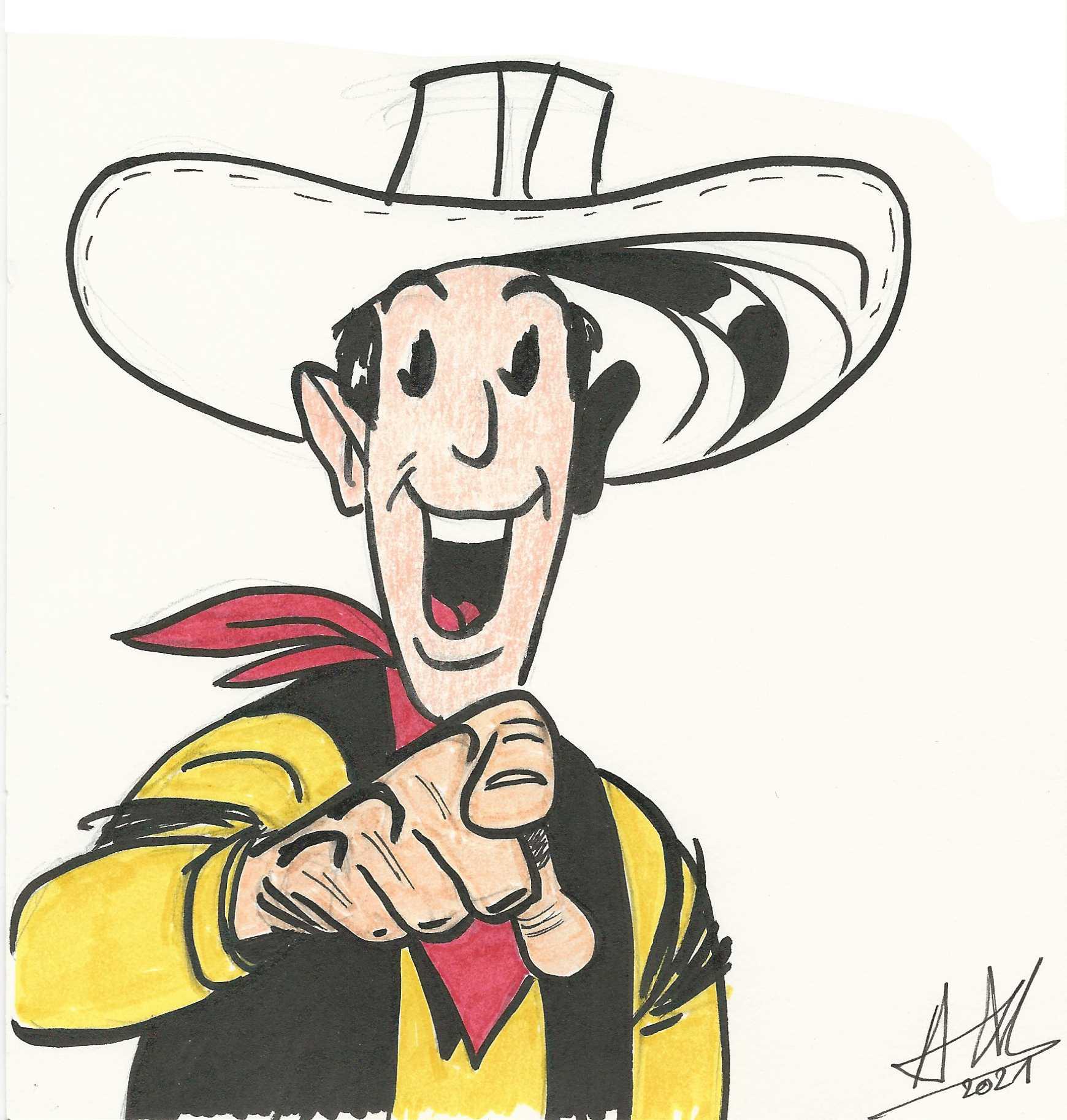 Lucky luke pointe doigt copier