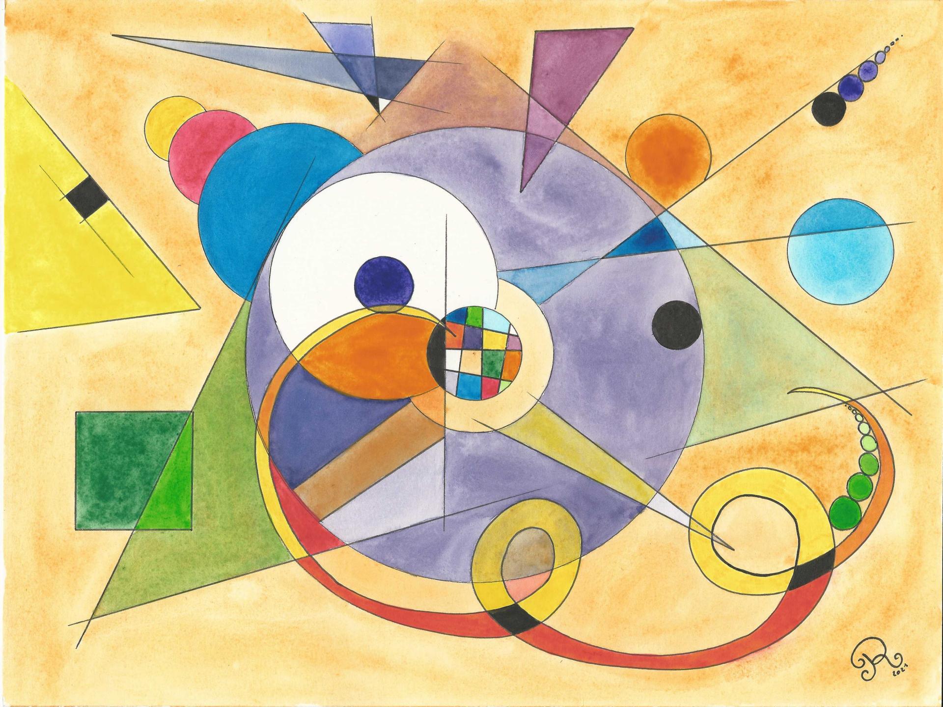 Oeuvre aquarelle a la kandinsky copier